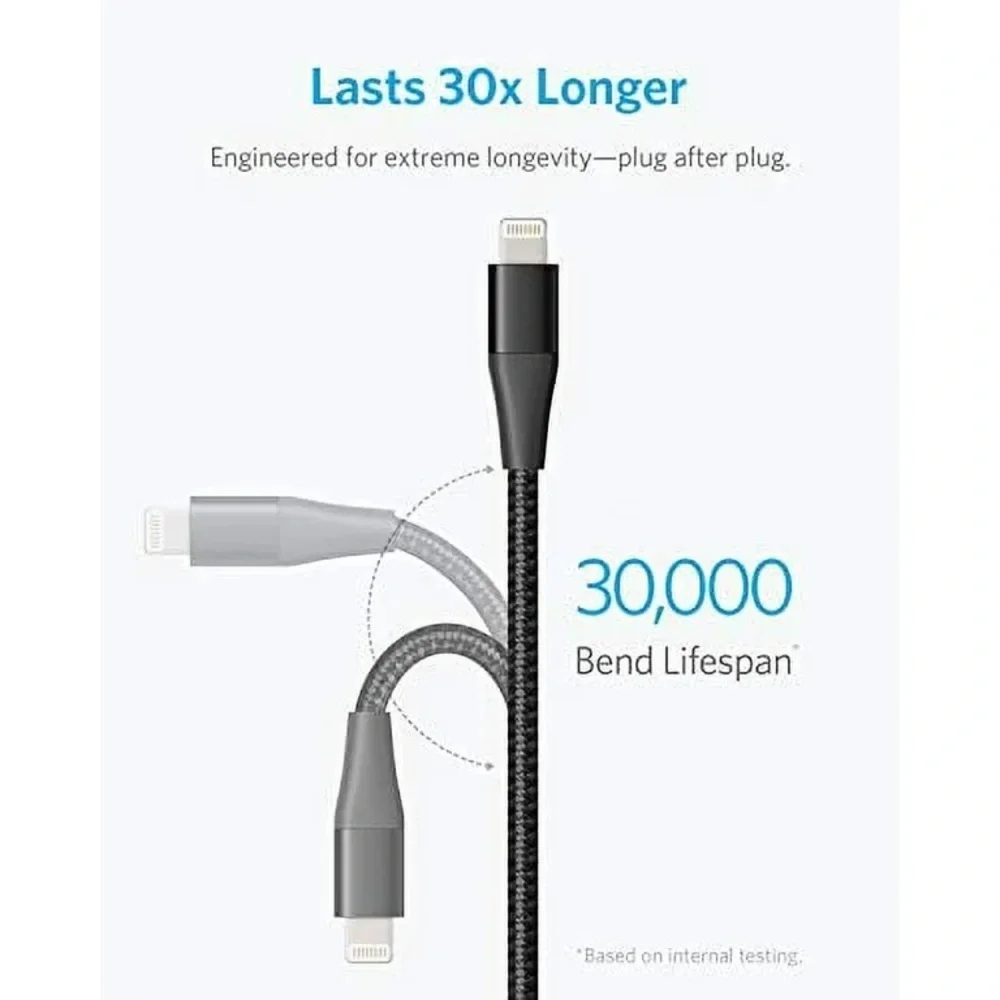 Anker Powerline+ II Lightning Cable 3-Pack MFi Certified Charging Cable Cords